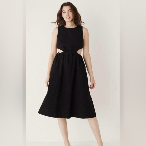 NWT Frank And Oak womens eyelet black dress organic coton size small - Picture 1 of 10